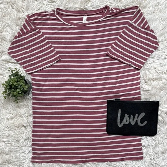 Magic Fit Striped Short Sleeve Top 💗 Pink & Ivory - Picture 2 of 13